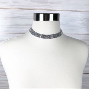 Diamond Silver Evening Cocktail Choker Necklace